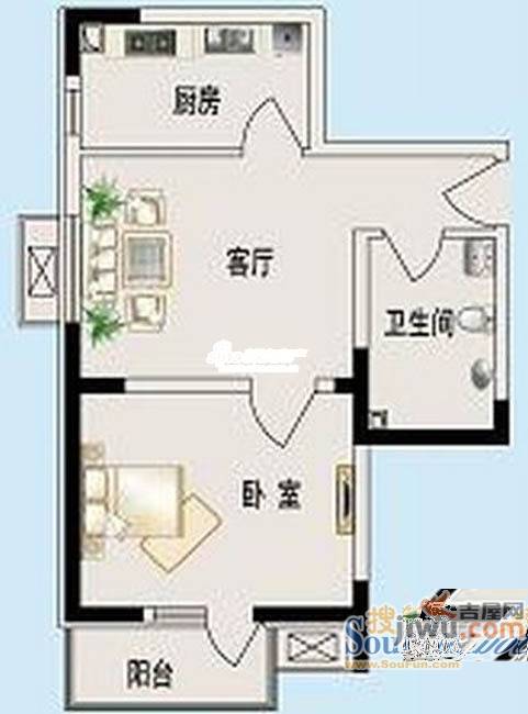 文峰新村2室1厅1卫户型图
