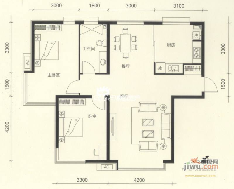 文峰新村2室1厅1卫户型图