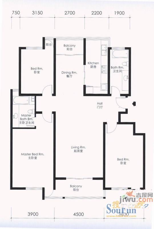 文峰新村2室1厅1卫户型图