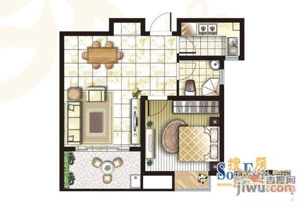 学田千禧园2室1厅1卫户型图