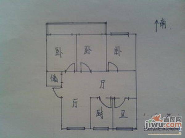 德民花苑3室2厅1卫122.6㎡户型图