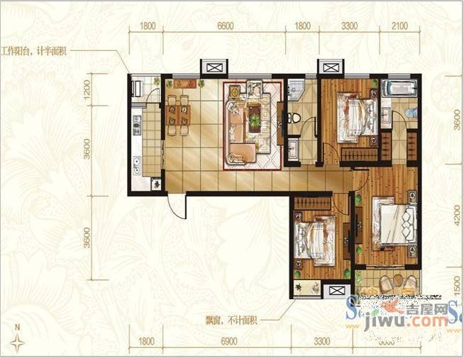 濠西园3室2厅2卫户型图