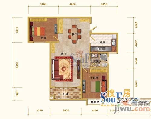 都市华城3室2厅1卫152㎡户型图