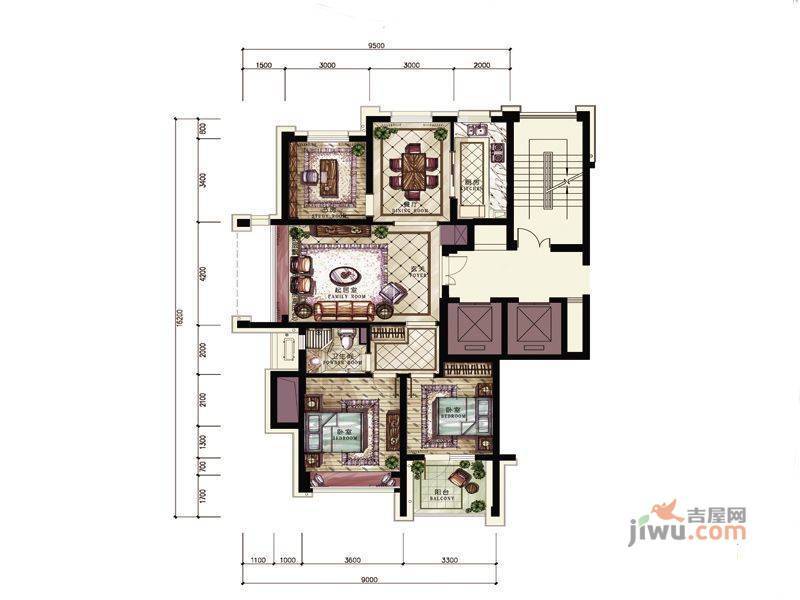 都市华城3室2厅1卫152㎡户型图