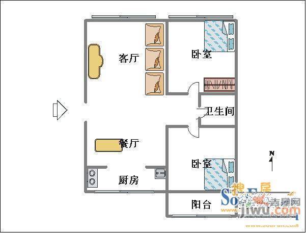 都市华城3室2厅1卫152㎡户型图