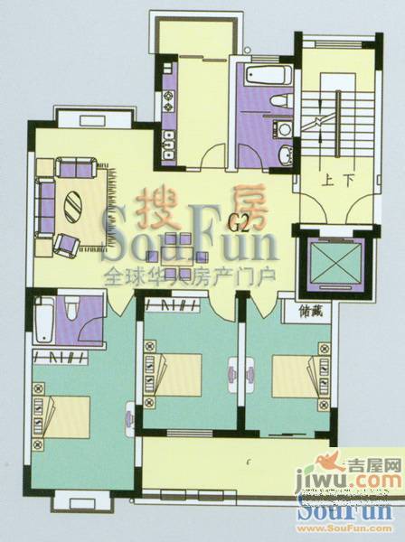 都市华城3室2厅1卫152㎡户型图