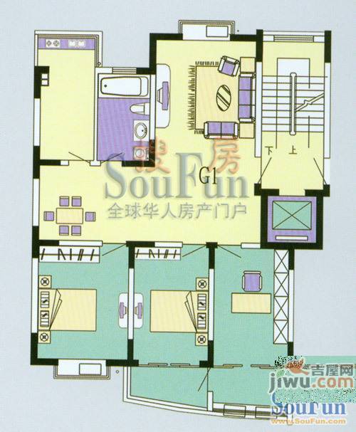 都市华城3室2厅1卫152㎡户型图