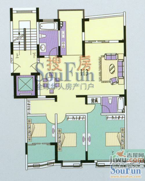 都市华城3室2厅1卫152㎡户型图