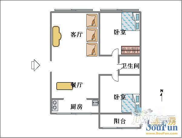 光明南村2室1厅1卫户型图