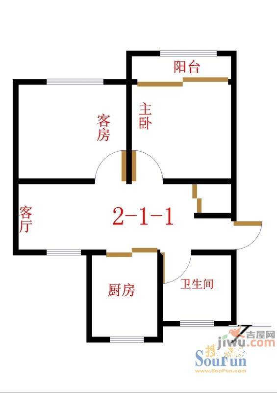 富源新村1室1厅1卫户型图