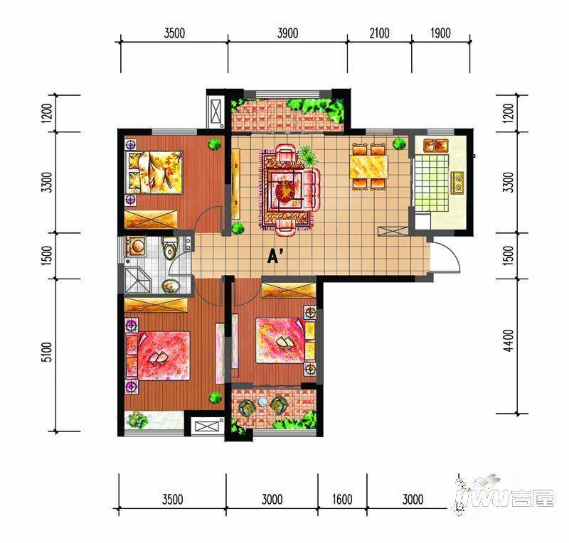 五一新村2室1厅1卫户型图