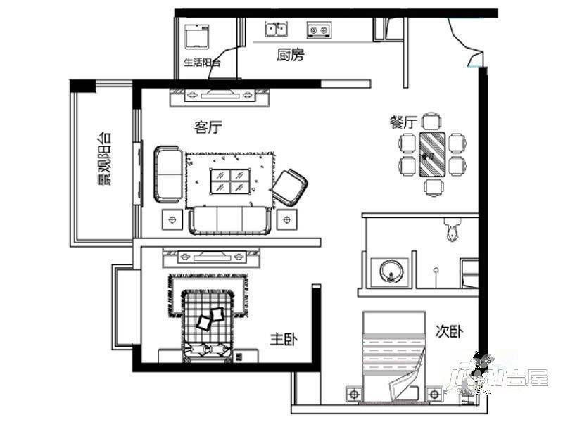 五一新村2室1厅1卫户型图