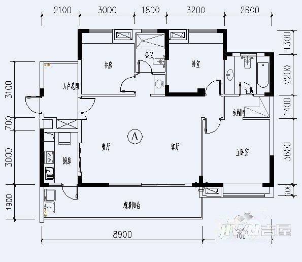 五一新村2室1厅1卫户型图