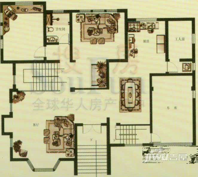 兆丰嘉园1室2厅1卫户型图