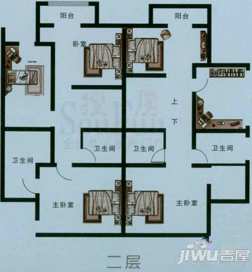 兆丰嘉园1室2厅1卫户型图