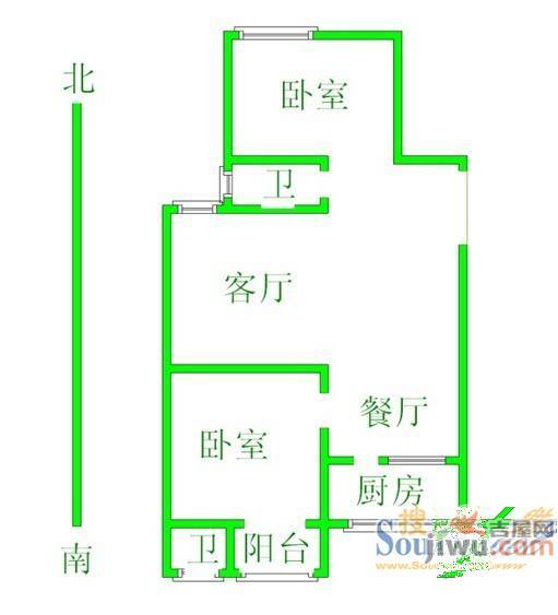 银州世纪家园2室2厅1卫户型图