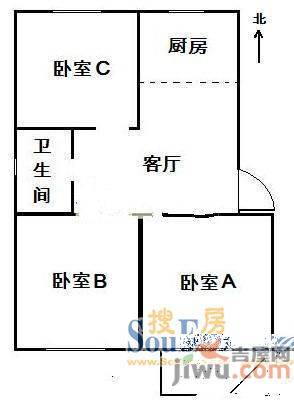 银州世纪家园2室2厅1卫户型图