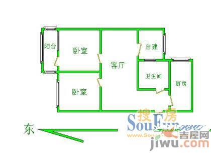 东苑小区2室1厅1卫户型图