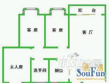 学田北苑2室1厅1卫户型图