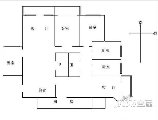 紫东花苑2室1厅1卫户型图
