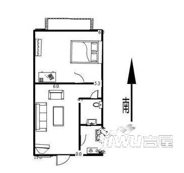 紫东花苑2室1厅1卫户型图