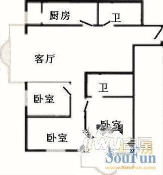 万象新路小区3室2厅2卫户型图