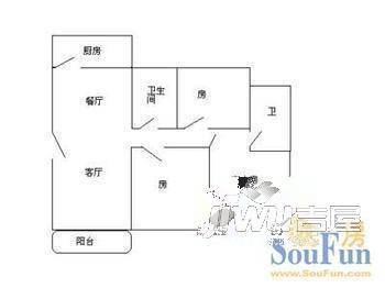 万象新路小区3室2厅2卫户型图