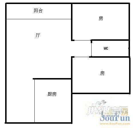 万科YOHO办公2室1厅1卫户型图