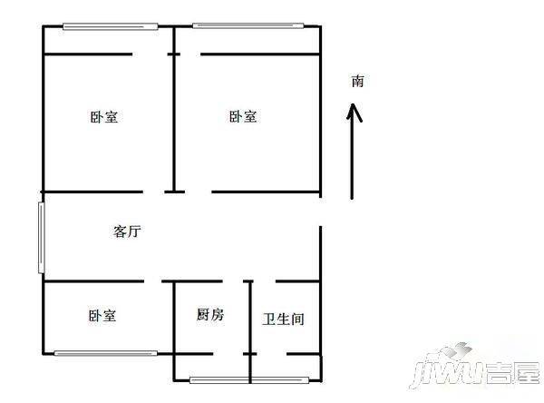 学田中南苑2室1厅1卫户型图