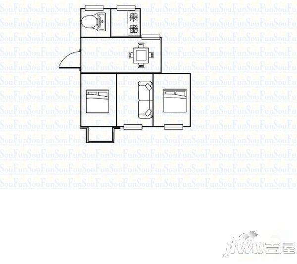 郭里园新村2室1厅1卫户型图