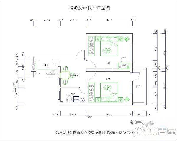 郭里园新村2室1厅1卫户型图