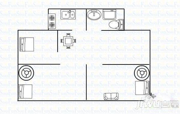 郭里园新村2室1厅1卫户型图