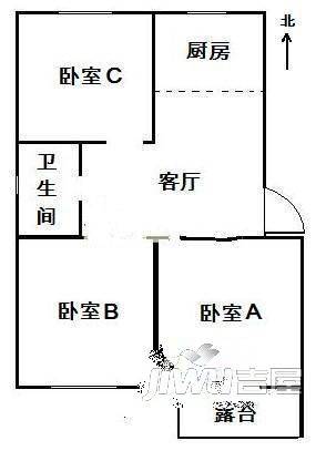 花行桥新村1室1厅1卫户型图