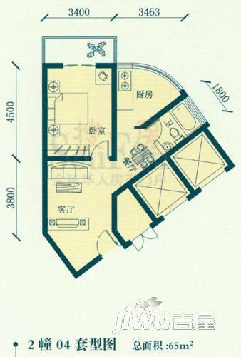 佳利秀水公寓1室1厅1卫62㎡户型图