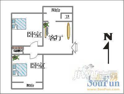 育才花苑1室1厅1卫户型图