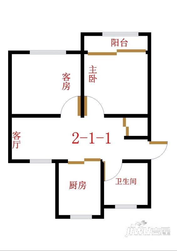 天一花园1室1厅1卫户型图