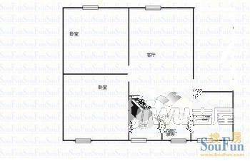 银洋河公寓2室1厅1卫户型图