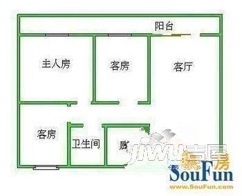 银洋河公寓2室1厅1卫户型图