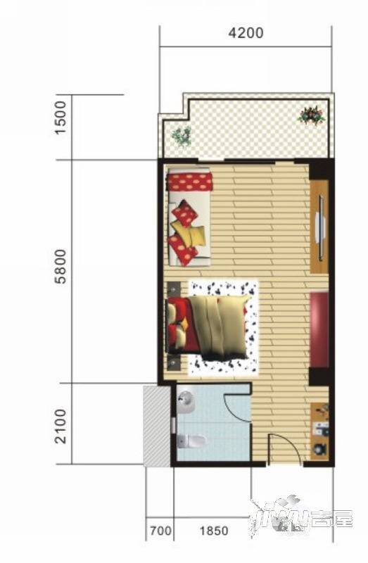 南苑三村1室1厅1卫户型图