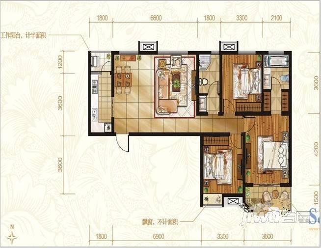 外滩北苑1室2厅1卫户型图