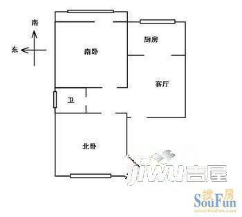 盛唐公寓3室1厅1卫户型图