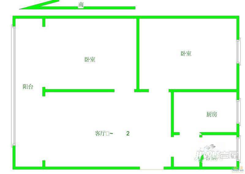 城山花园1室1厅1卫户型图