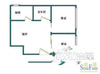 八角亭2室1厅1卫户型图