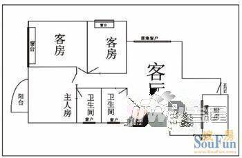 华山花苑1室1厅1卫户型图