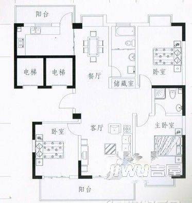 东景国际2室2厅1卫户型图