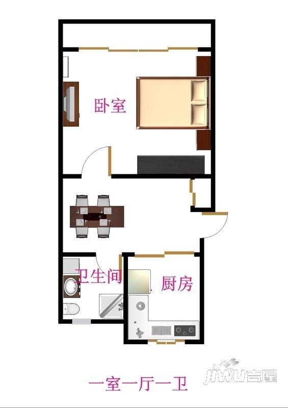 天一花园1室1厅1卫户型图