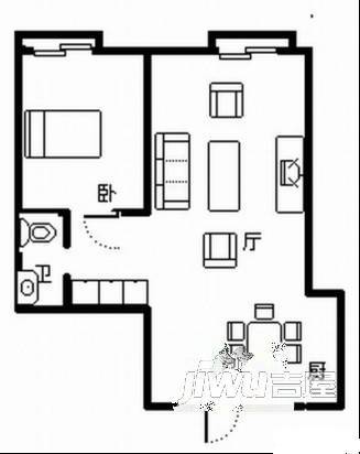 双喜苑1室1厅1卫户型图