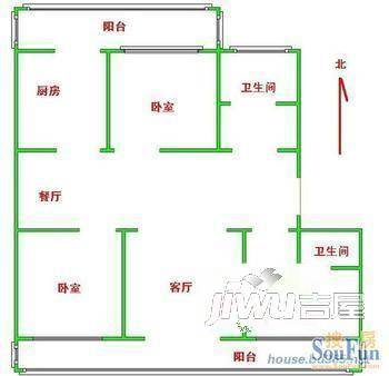 金霞南苑4室2厅2卫户型图