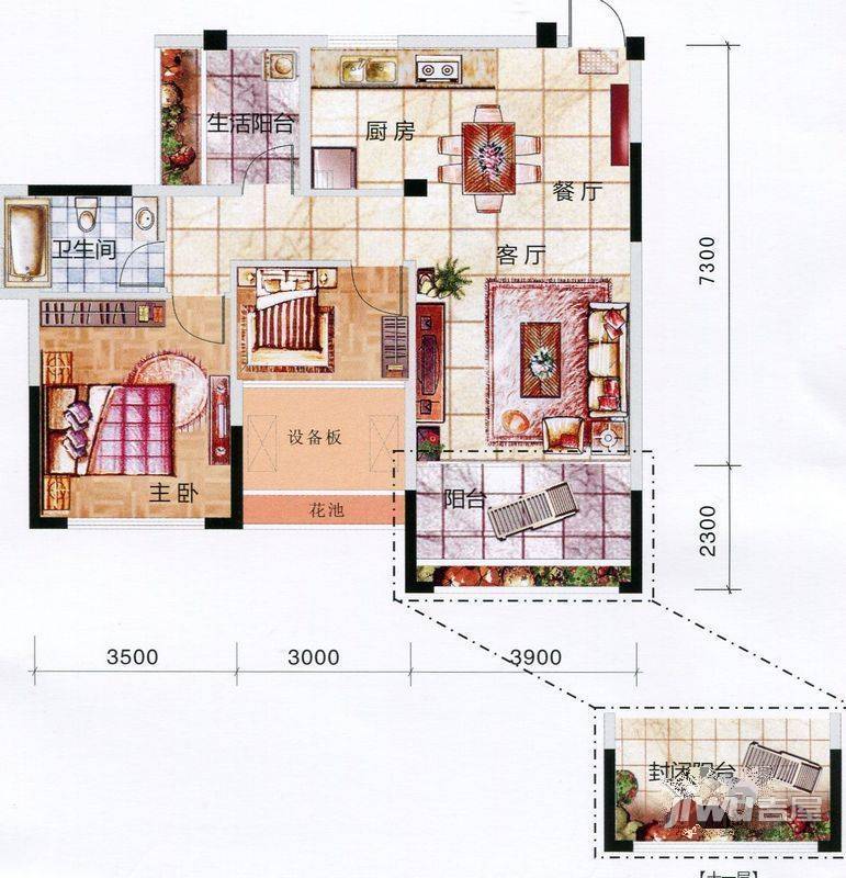 五山公寓2室1厅1卫户型图