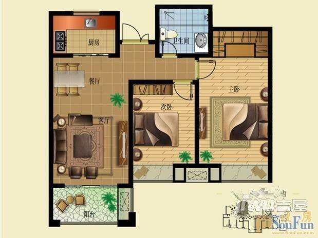 滨江花园3室2厅2卫户型图